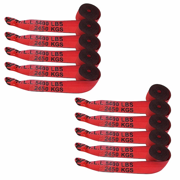 Tie 4 Safe 4 x 30' Winch Straps w/ Loop End, WLL- 5,400 lbs, PK10 TWS44-30-R-10 - main